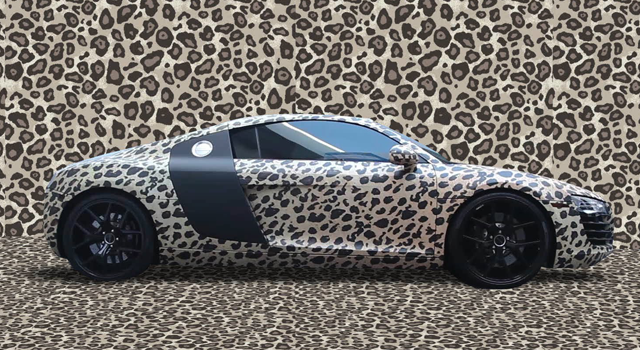 El cantante Justin Bieber tiene un Audi R8 con estampado de leopardo