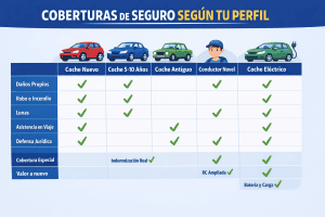 Tabla comparativa de coberturas recomendadas según perfil de conductor